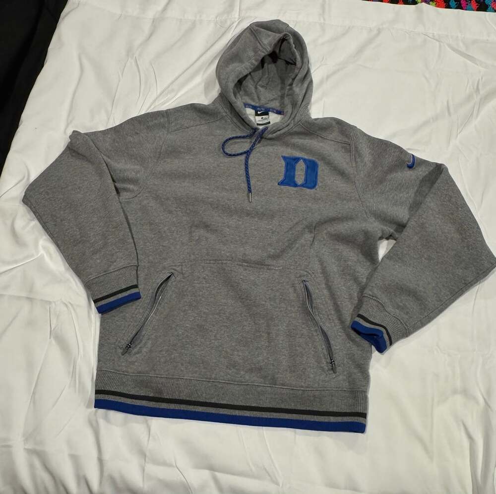 Nike Elite Duke Blue Devils Hoodie Size L Grey Pullover